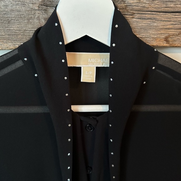 MICHAEL MICHAEL KORS Chiffon Tie-Neck Blouse - S - Picture 7 of 11